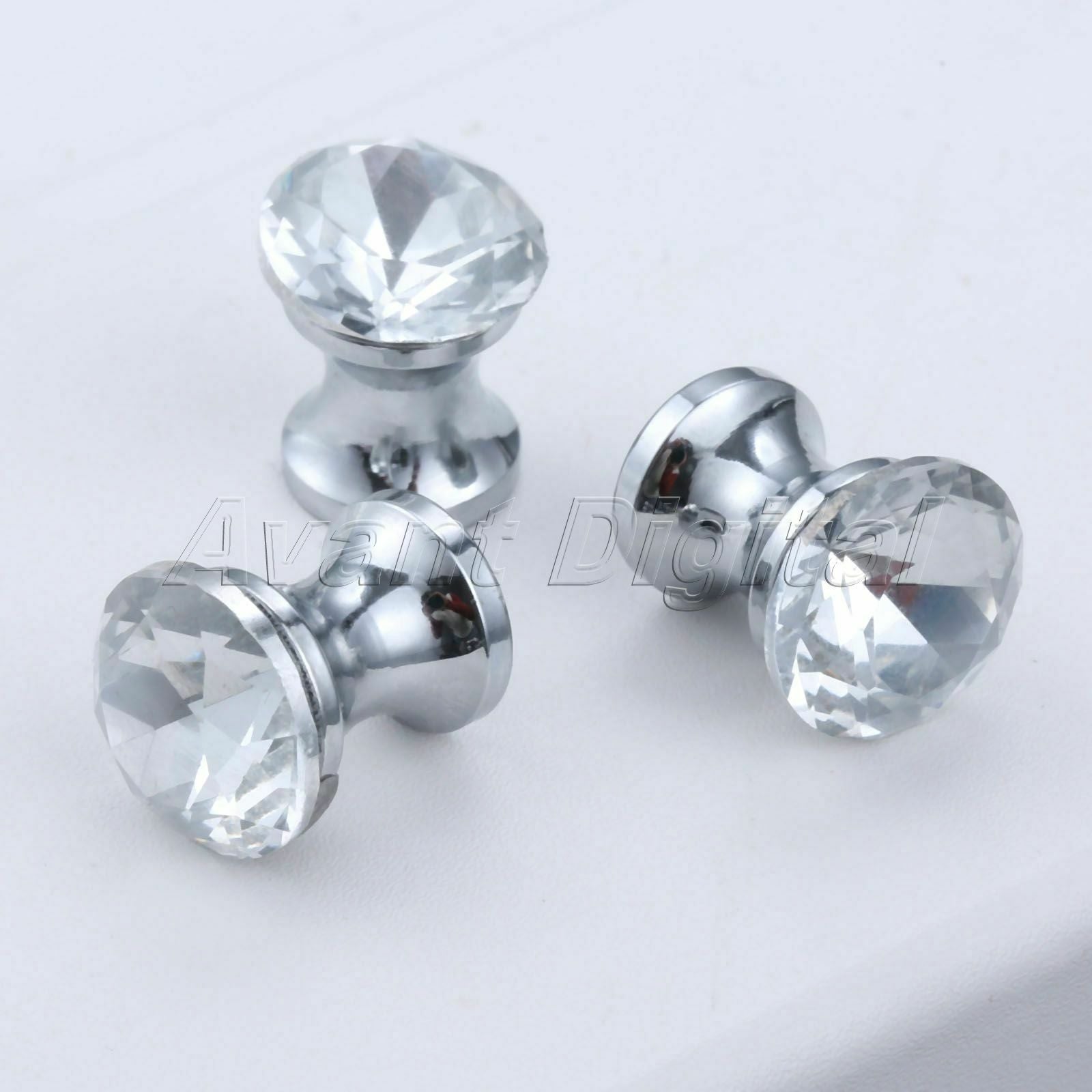 5Pcs Clear Diamond Shape Drawer Cabinet Crystal Glass Handles Door Pull Knobs