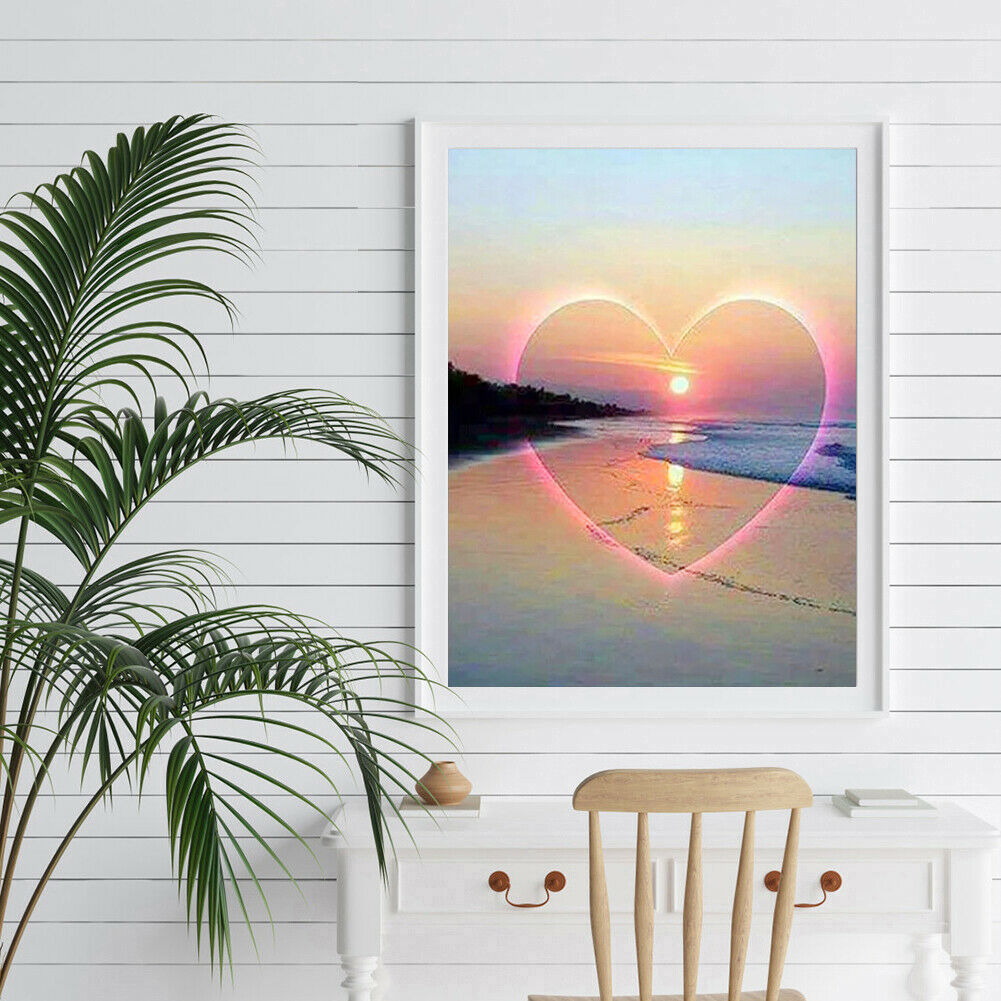 Full Round Drill Diamond Painting DIY Love Sunset Cross Stitch Embroidery @