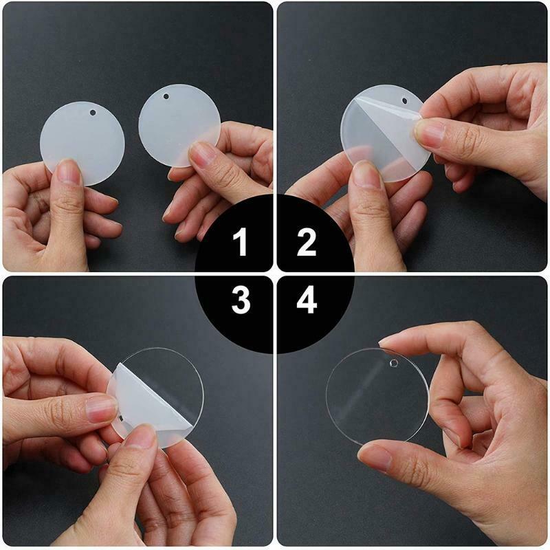 1 Set Acrylic Keychain Blanks with Key Rings Round Clear Discs Circles Tassel
