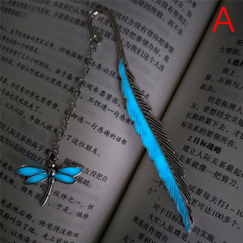 1XLuminous Night Dragonfly BookmarkLabel Read Maker BookMark StationerySilveA KX