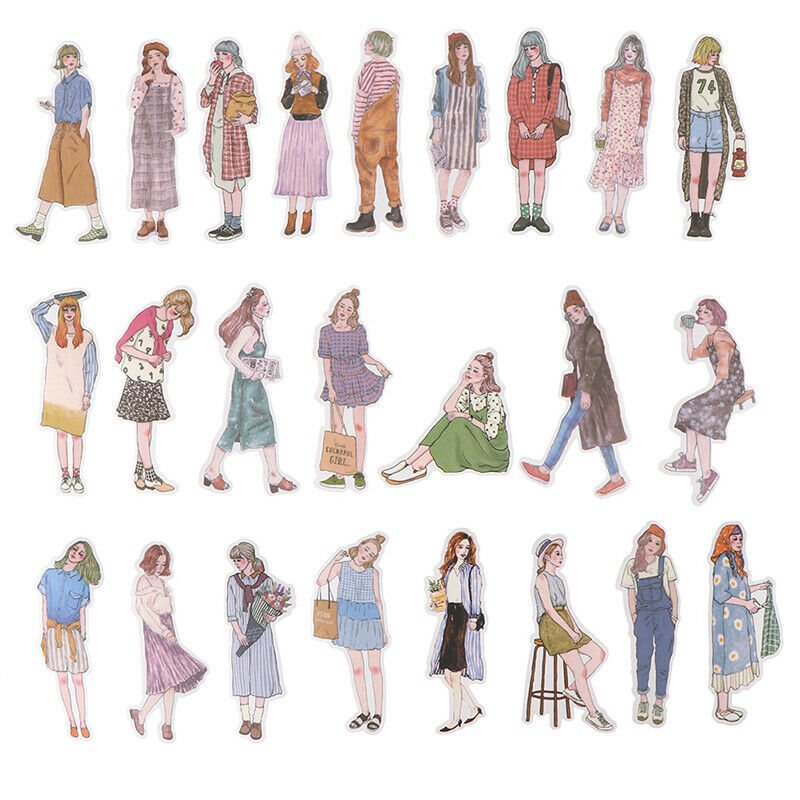 100pcs/pack lovely girls Stickers scrapbooking hand book fashion girl stickeDD