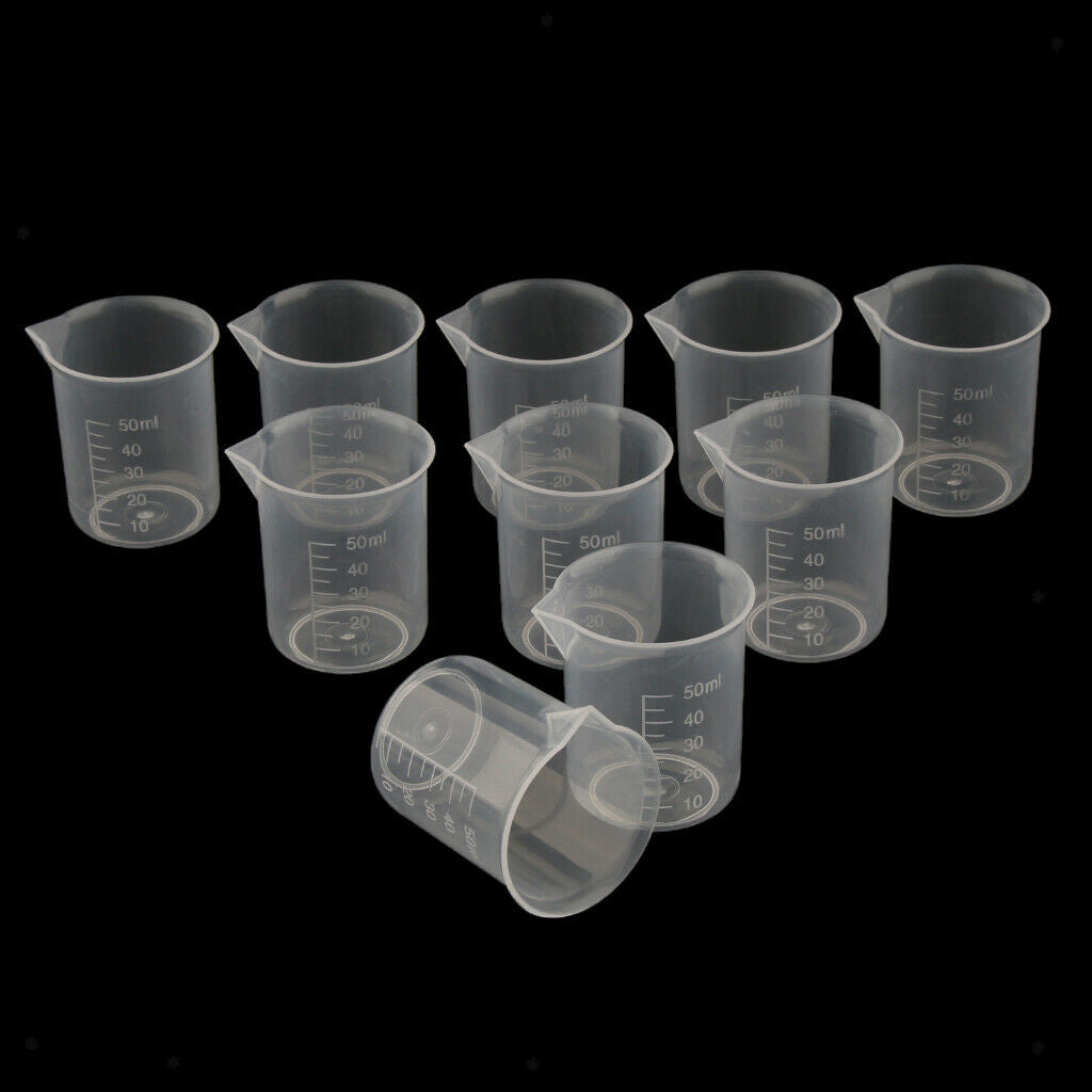 20 Pcs 50ml Plastic Clear Graduated Measuring Cups Beakers for Lab, Kitchen,
