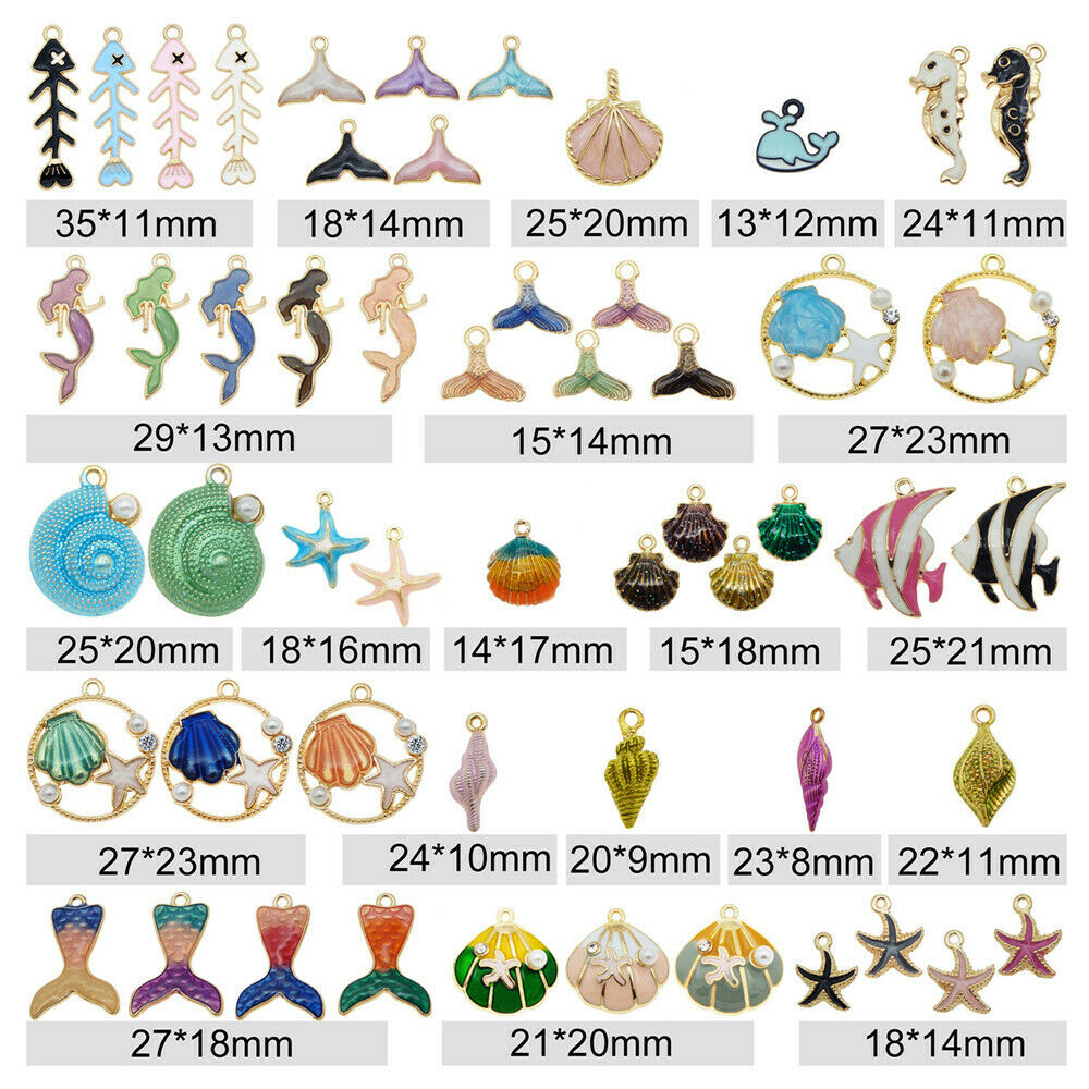 20PCS Colorful Enamel Shell Fish Sea Series Random Charms Pendant DIY Jewelry