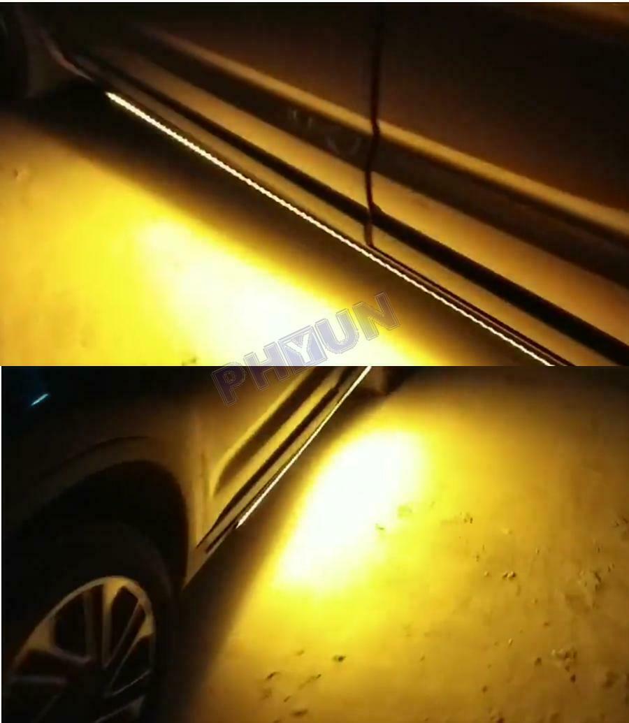 2x 48" White/Amber Running Board Side Step LED Light Strip Turn Signal DRL Bar