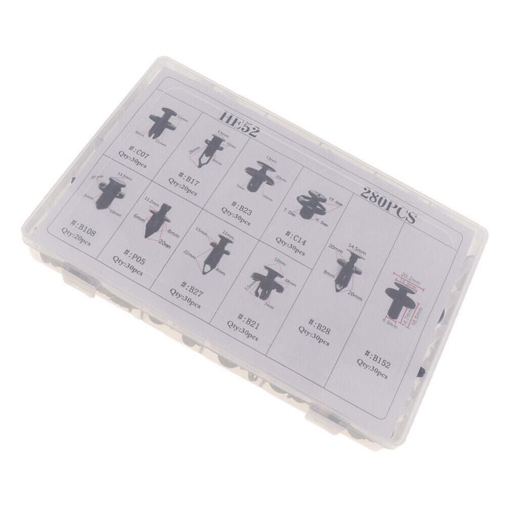 HE52 280Pcs Car Boxed Plastic Fastener Push Type Nylon Rivets Retainer Clips