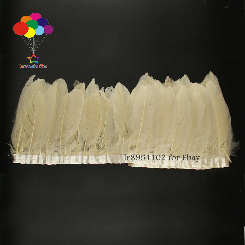 Dyed Khaki goose feather ribbons 15-20cm fringes 6-8in trims wedding costumes
