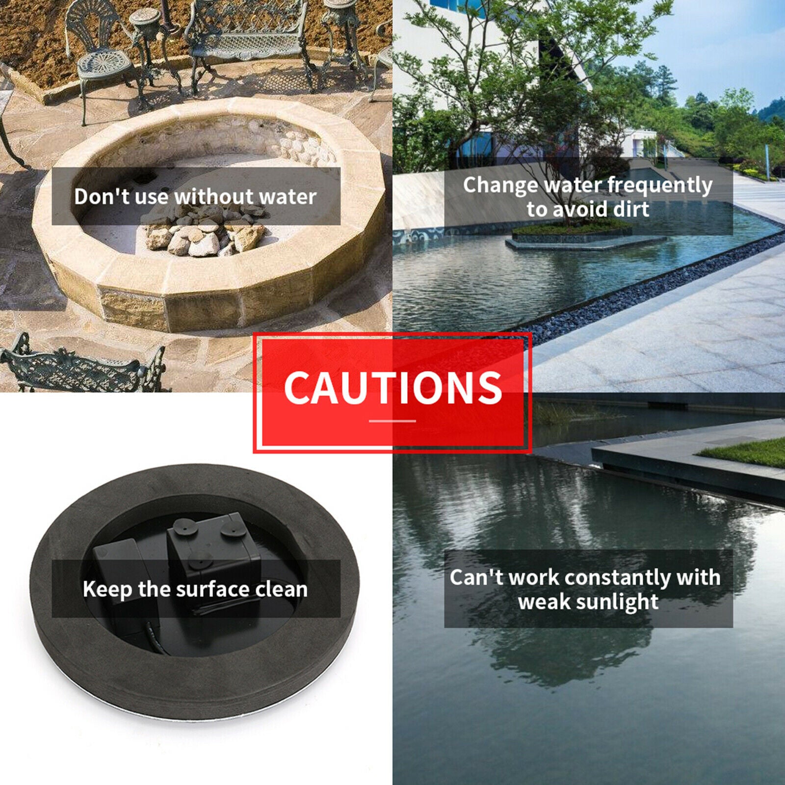 Solar Powered Floating Pump Water Fountain Birdbath Outdoor Pool Garden