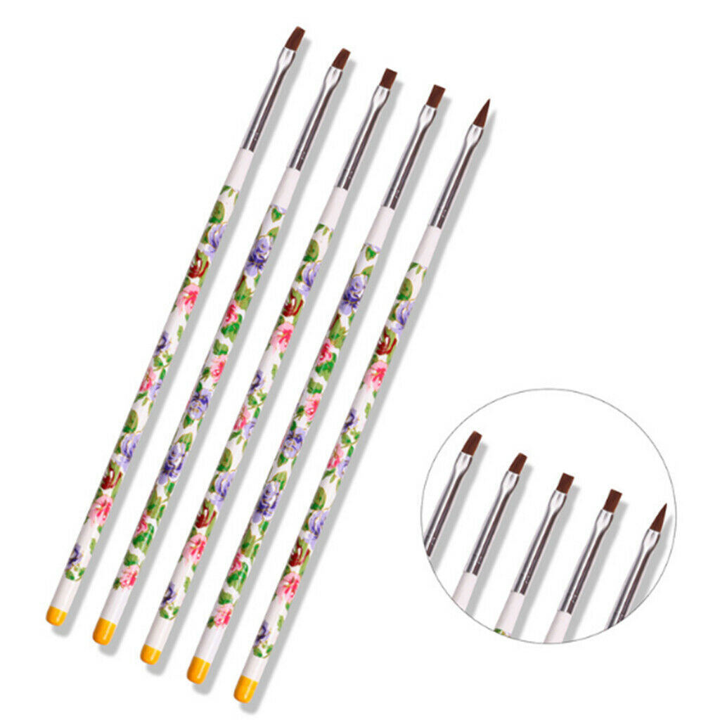 5 Pcs Nail Art Acrylic UV Gel  Design Painting Drawing Polish Brush