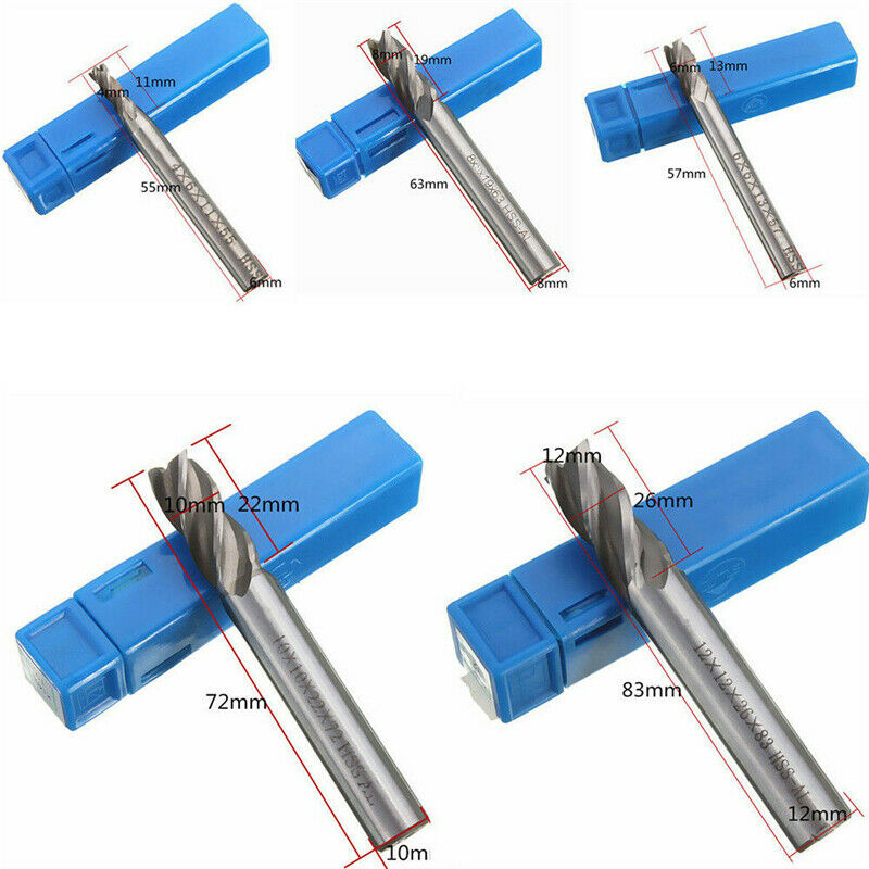 5pcs CNC End Mill Cutter Milling Machine HSS Straight Shank Drill Bit 4 Flute