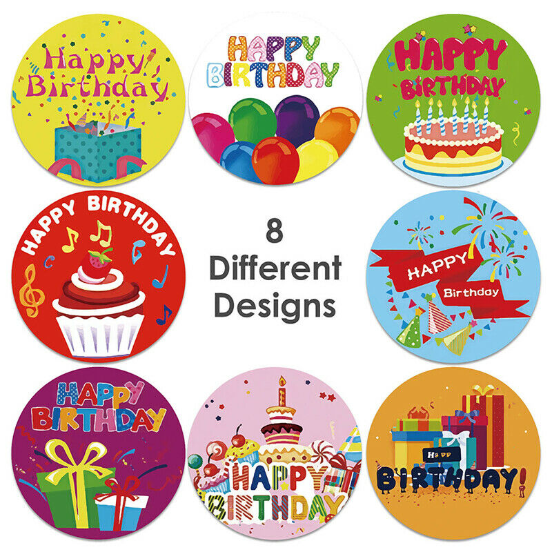 500pcs/roll happy birthday Stickers Scrapbooking Stickers Seal Labe.l8