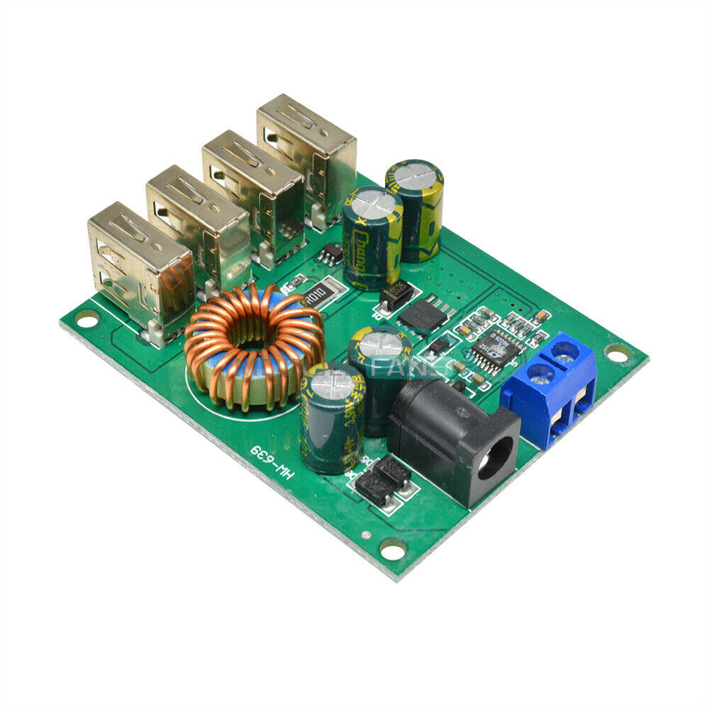 7-60V To 5V 5A DC-DC 4 USB Output Buck Converter Step Down Car Power Supply