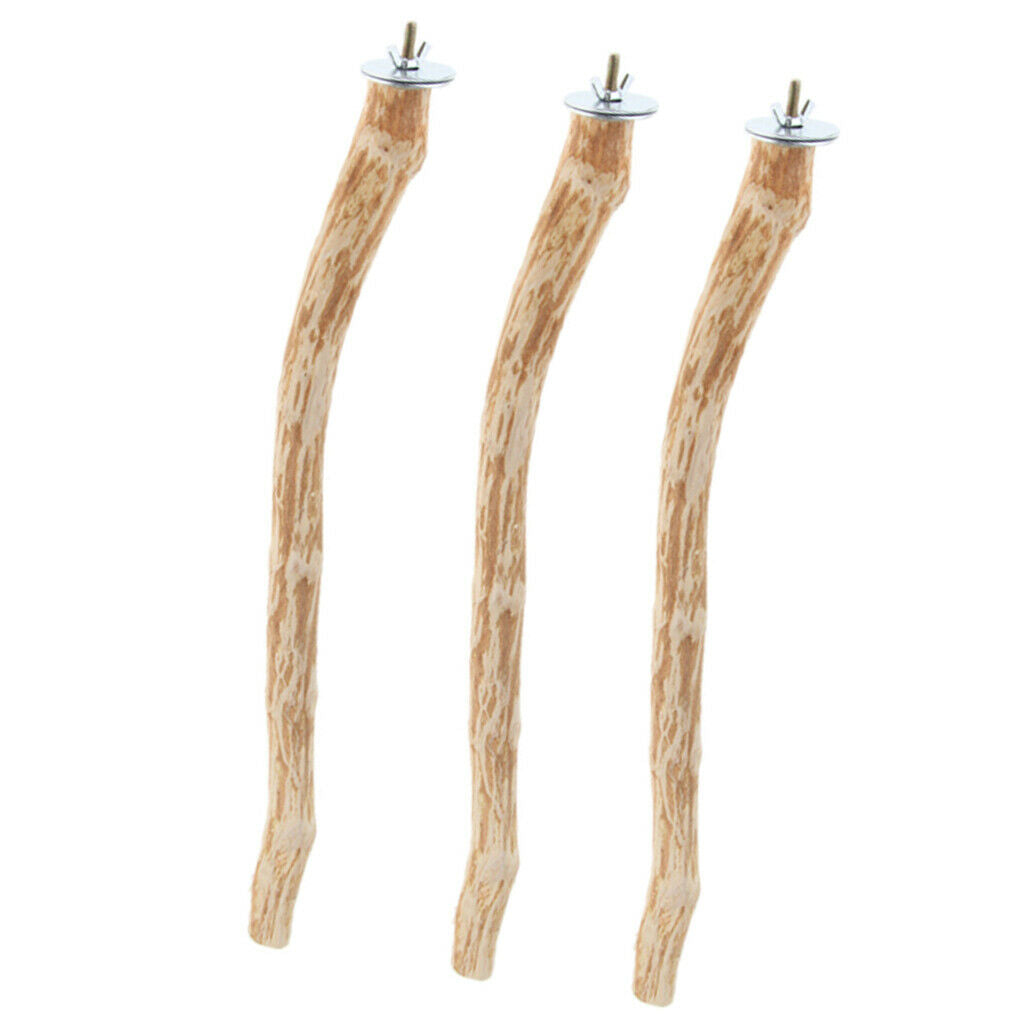 2x Bird Wood Perch Stand Parrots Grinding Nail Toys for Small to Large Birds