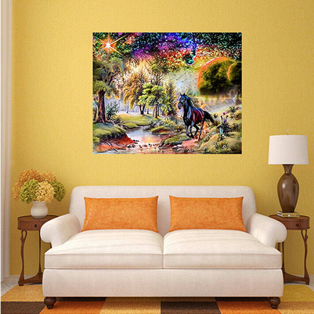 Full Drill 5D Diamond Painting Animals Horse Landscape Cross Stitch Decor