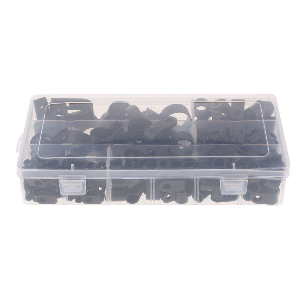 200 Pieces Dia 5mm 6mm 9mm 12mm 19mm 25mm R-Type Wire Clamps Clips Fastener