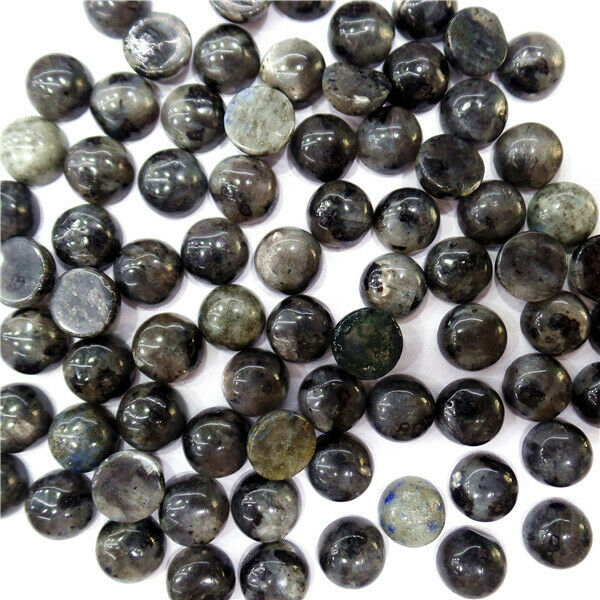 100Pcs 8x4mm Wholesale Natural Black Labradorite Round Cab Cabochon HH7047