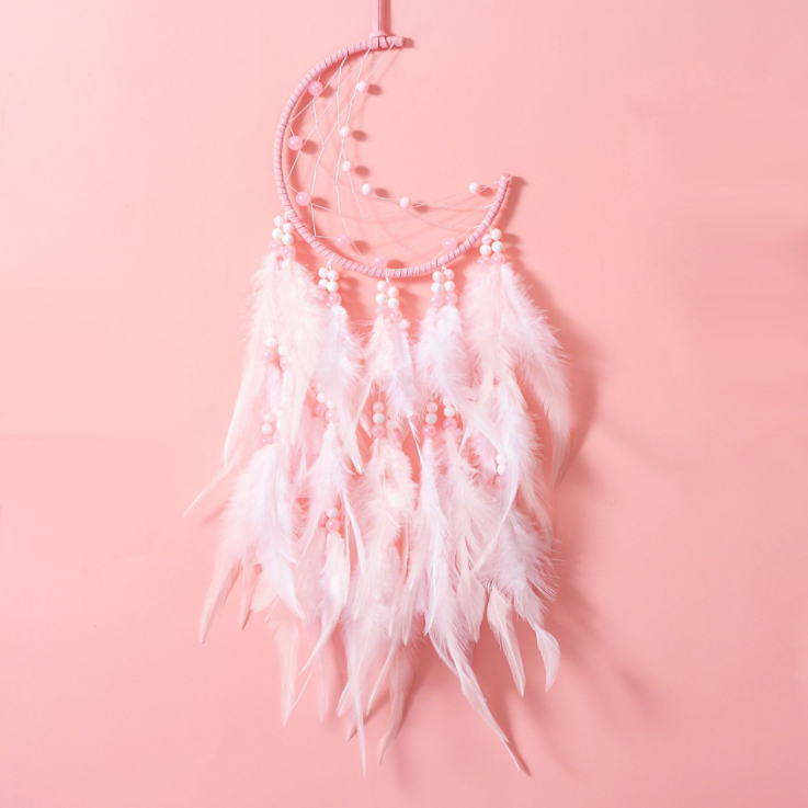 Handmade Dream Catcher  Feather Room Hanging Ornaments Girl Gifts Decorate Pink