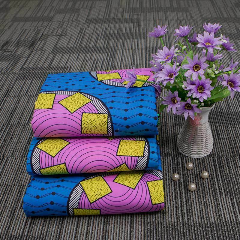 Polyester Blue Yellow Printing Cloth Fabric DIY Sewing Clothing Material Craft