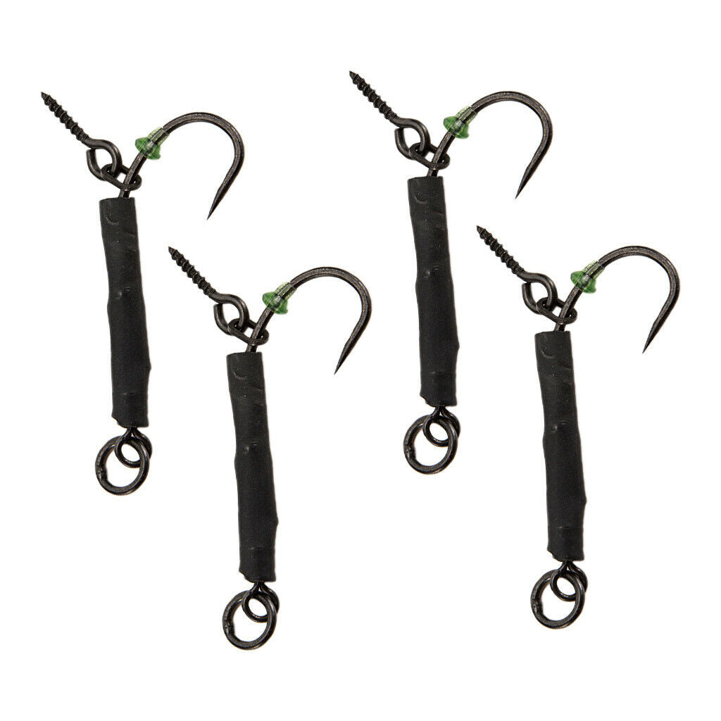 4pcs Fishing Ronnie Rigs Carp Fishing Spinner Rigs Assist Hooks 08 barbless