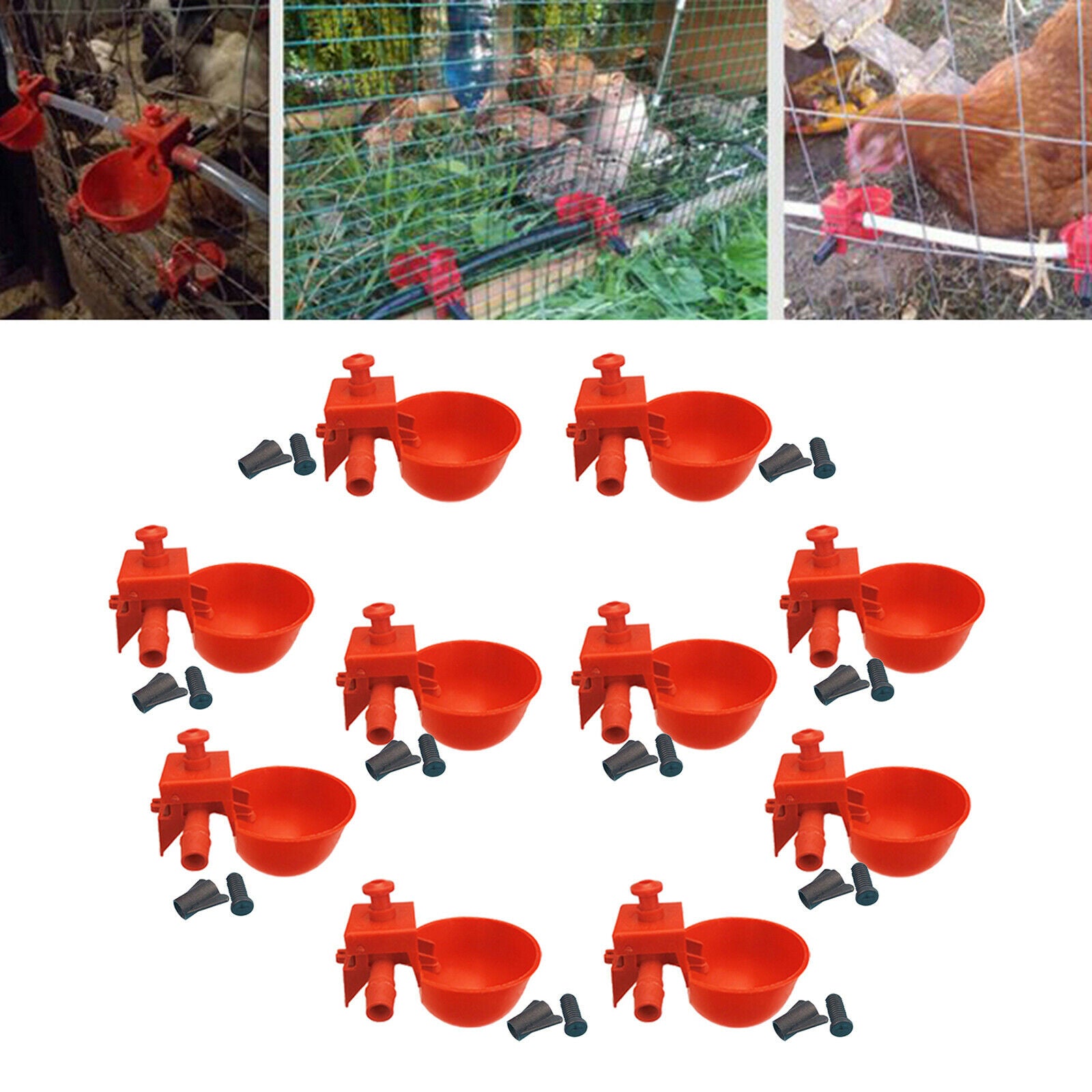 Pack of 40 - Automatic Chicken Waterer Drinker Cups with Ring - Water Dispenser