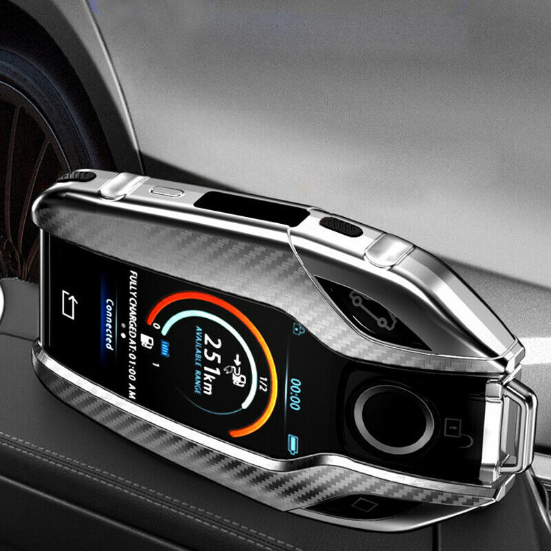 Carbon Fiber Style Remote Key Case Cover Chain fit for BMW 5 6 7 Series X3 X4 X5