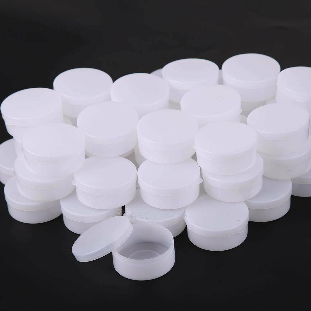 50PCS Lot White Plastic Cosmetic Sample Container 10-Grams Jars Pot Small Empty/