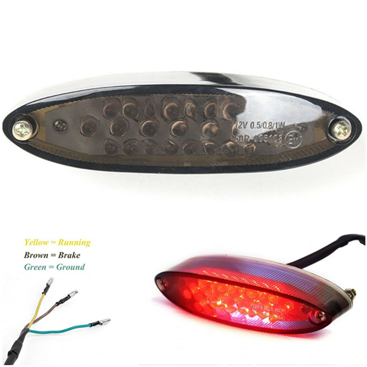 1x Motorcycle 28 LED Tail Light Running&Brake Lamp License Plate Bulb Dual Color