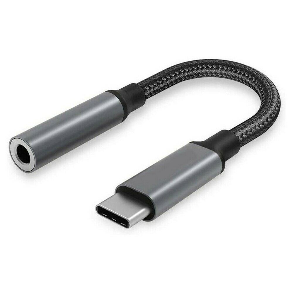 1* USB Type-C to 3.5mm Aux Audio Jack Active DAC Headphone Adapter Braided Cable