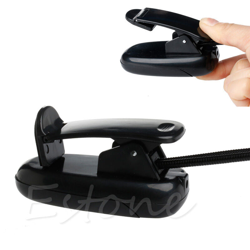 2 Dual Flexible Arms 4 LED Clip-on Light Lamp for Piano Music Stand Book