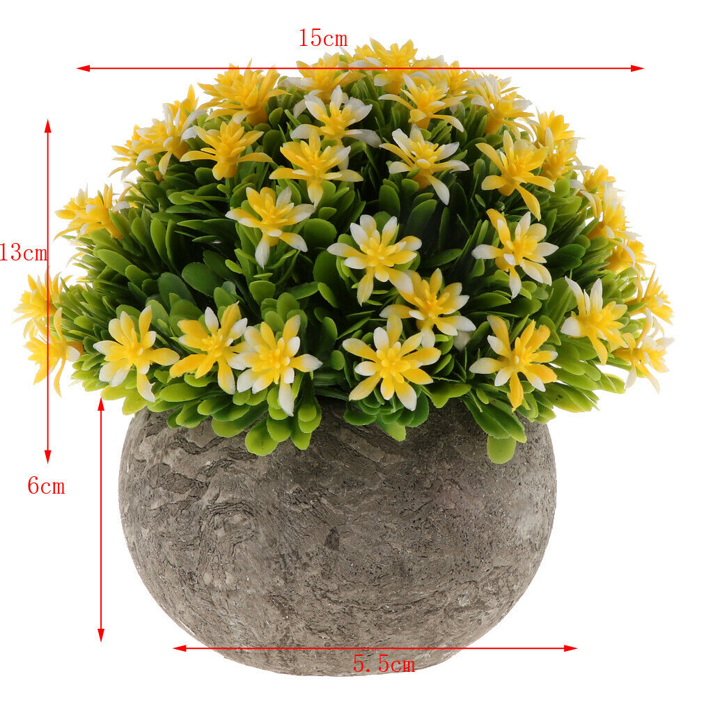 Artificial Gypsophila Potted Flower Plastic Mini Plants Home Decor Yellow