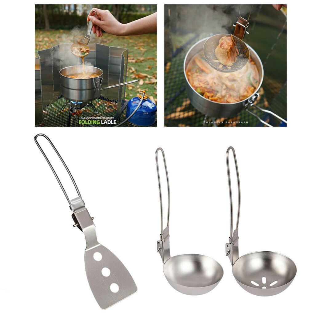 3x Camping Kitchen Utensils Soup Slotted Baking Cookware for BBQ Hiking