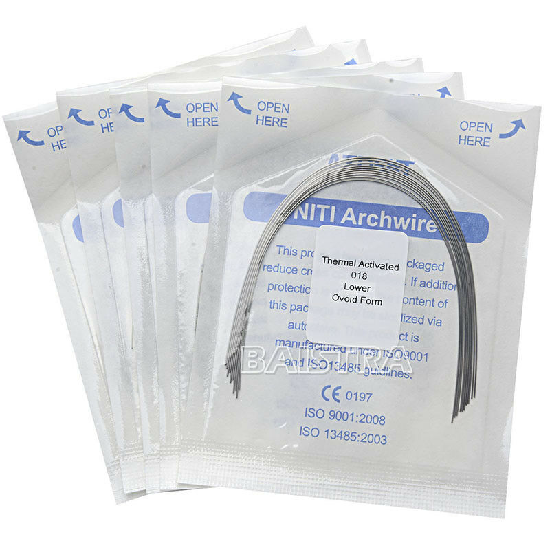 100 X Dental Orthodontic Heat Thermal Activated Niti Round Arch Wires 018 Lower