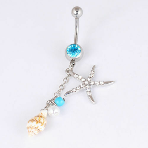 Rhinestone Body Piercing Dangle Crystal Navel Belly Button Bar Barbell Rings CA