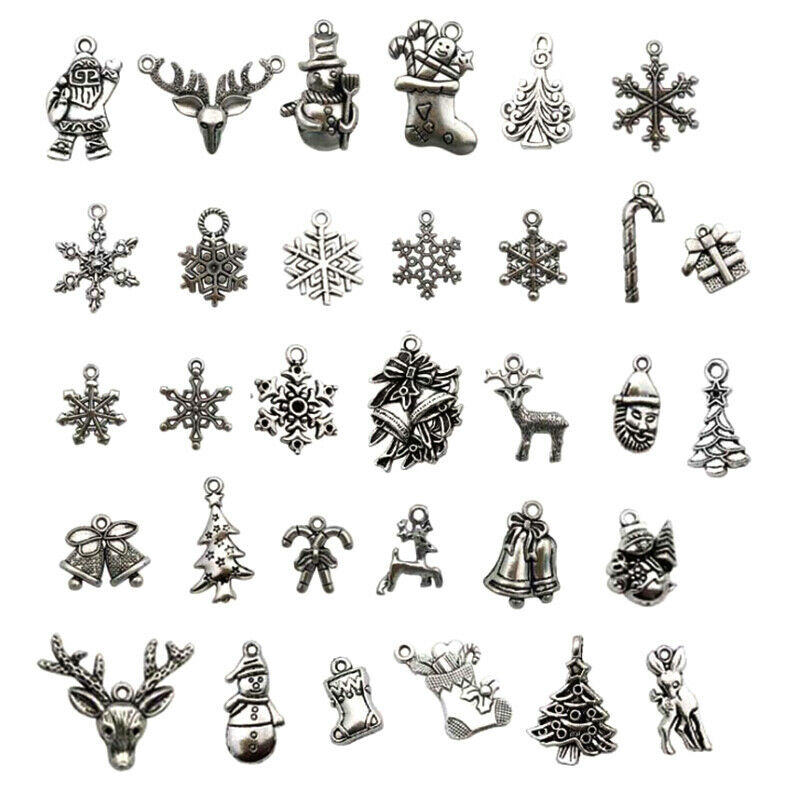 50x/lot Tibetan Sliver Mini Mixed Christmas Charms Pendant DIY Jewelry Ma.l8