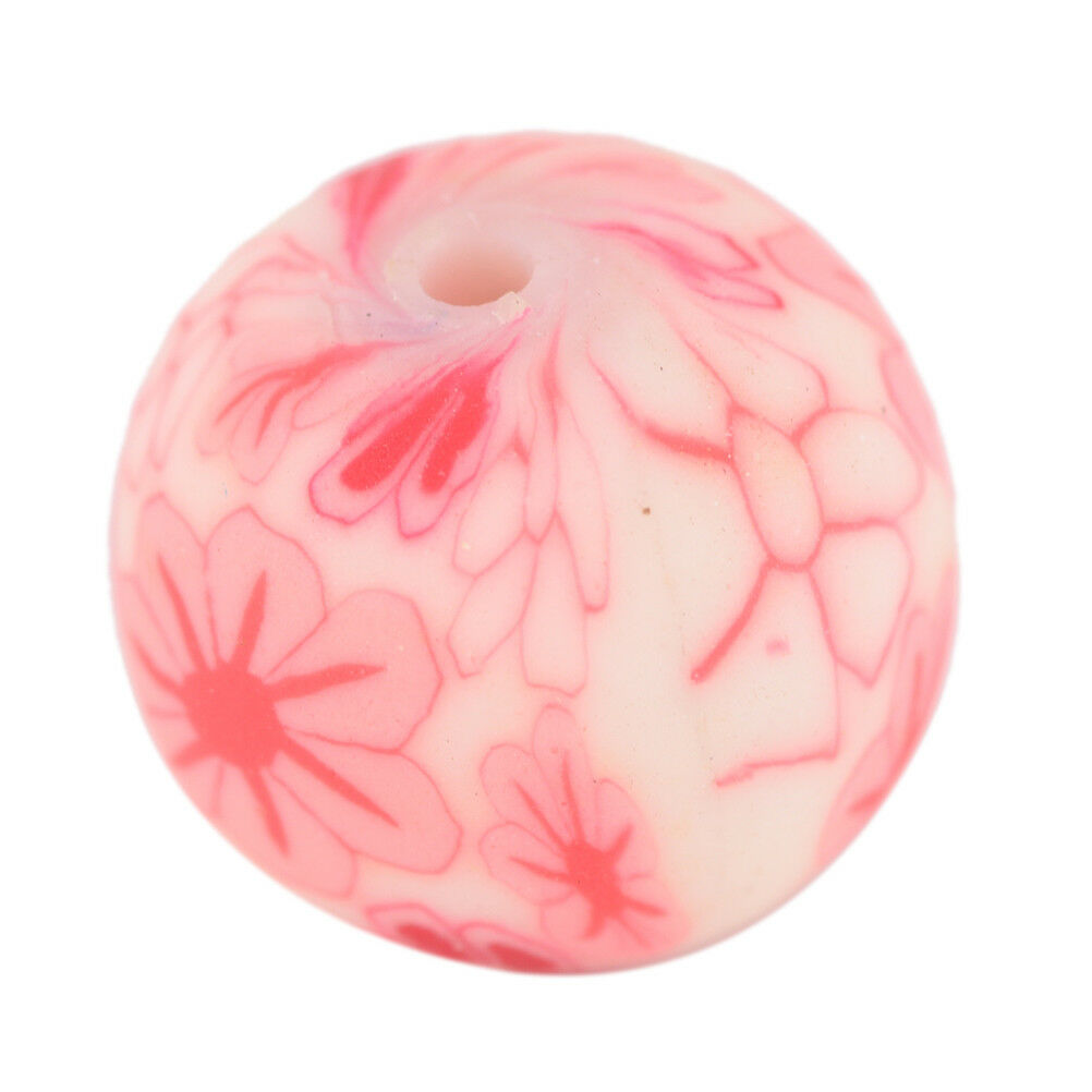 50x 10mm mixed flower polymer clay soft ceramics round diy finding loose .l8