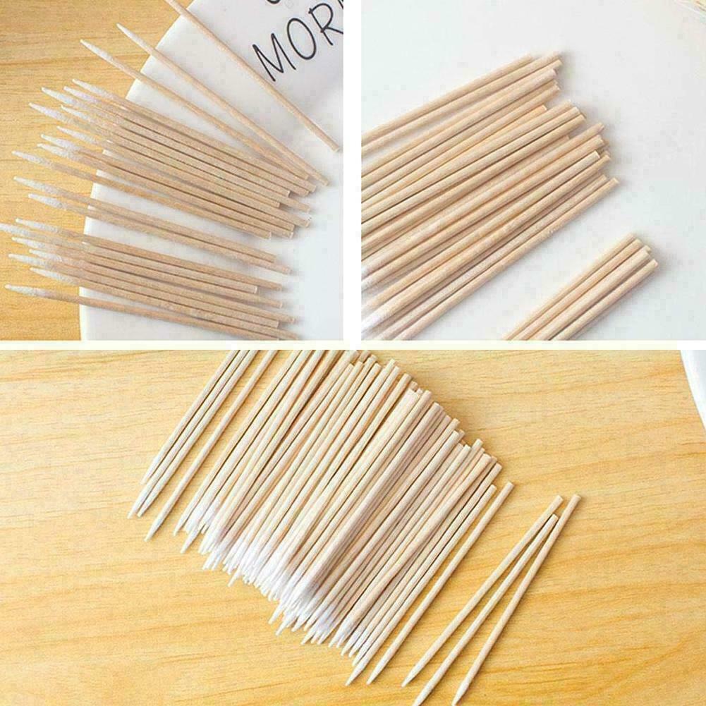 100pcs Microblading Tip Head Swab Eye Makeup Tattoo Art Cotton Tool Wooden