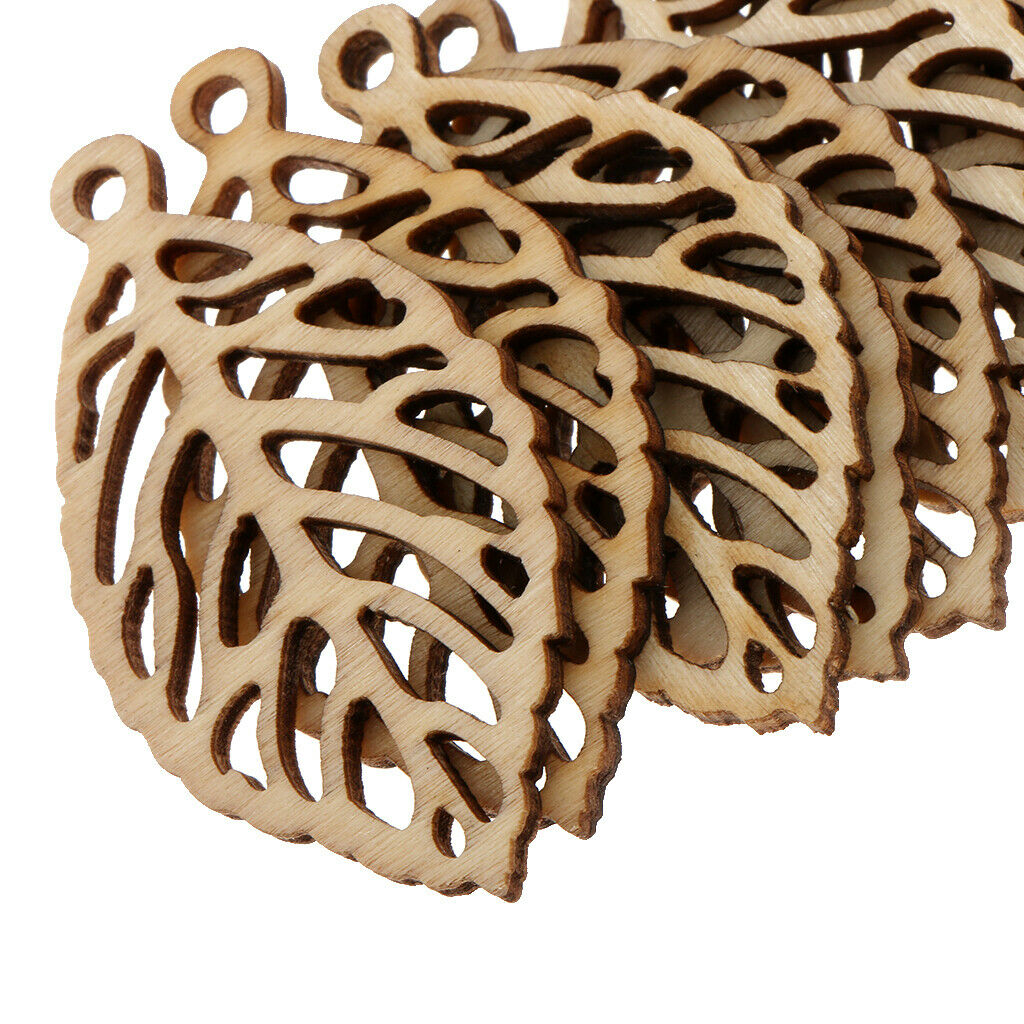 10Pcs Wooden Ornament Embellishments Crafts for DIY Dangle Earrings Jewelry