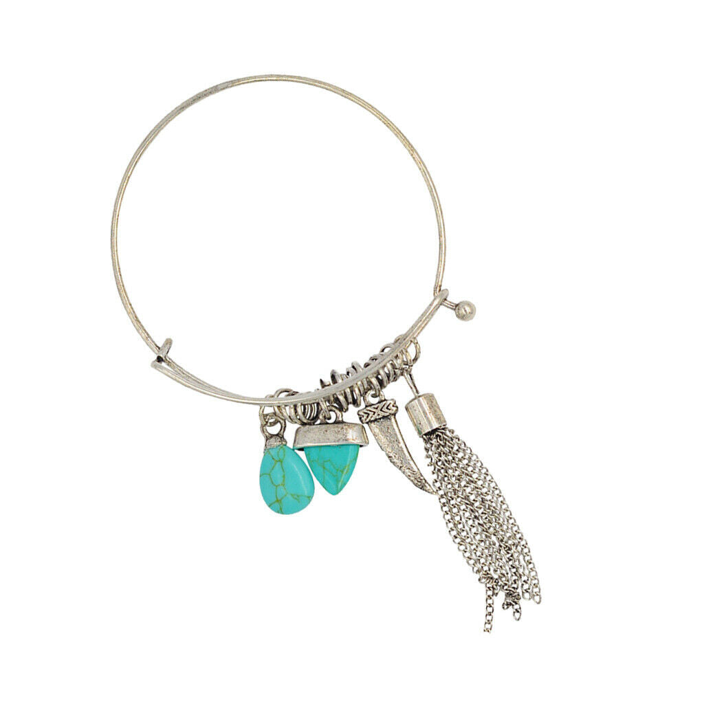 Turquoise Tassel Bracelet Bohemia Women Bangle Valentine Gifts Adjustable