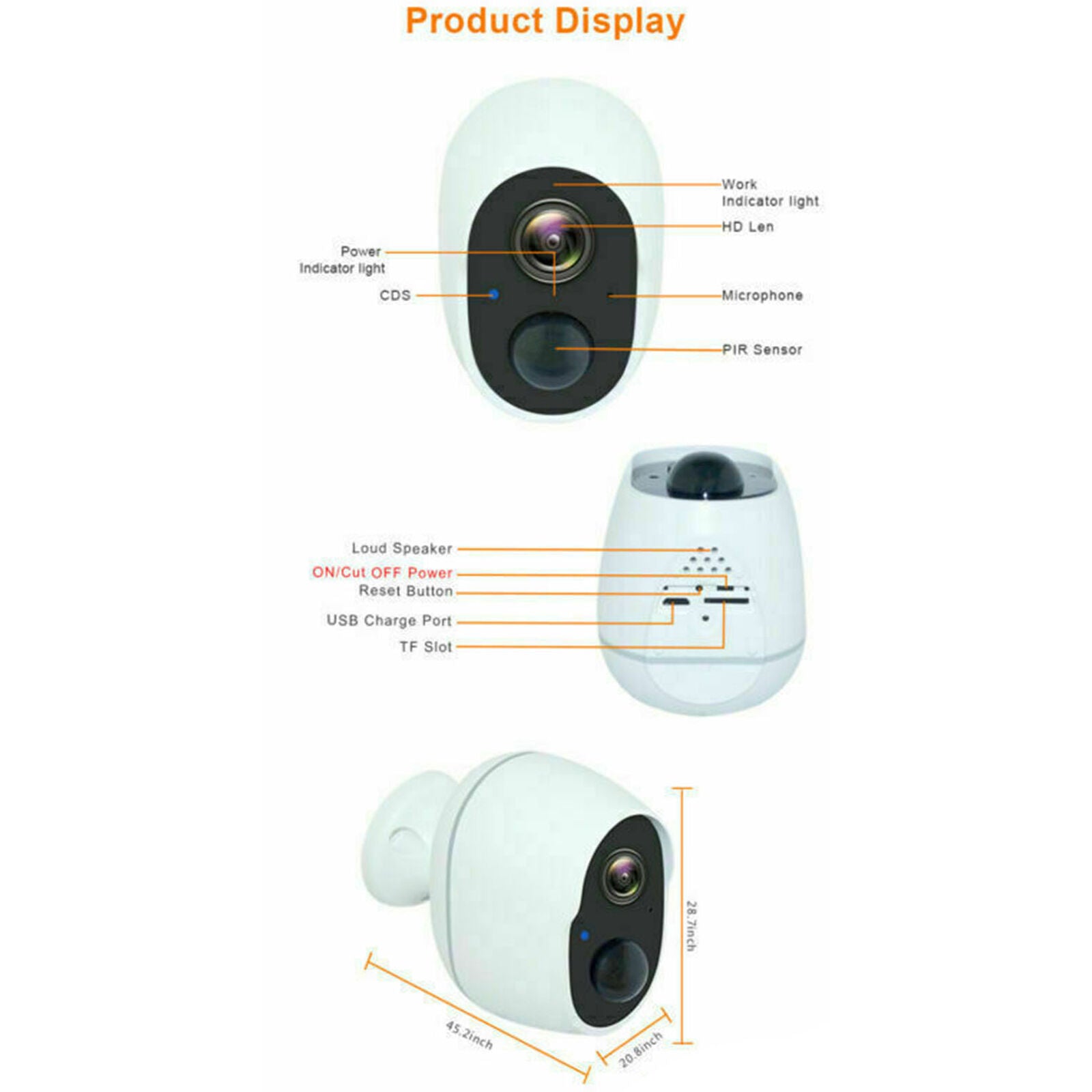 1080P Wireless Security Camera Rechargeable Battery Powered WiFi Indoor Outdoor