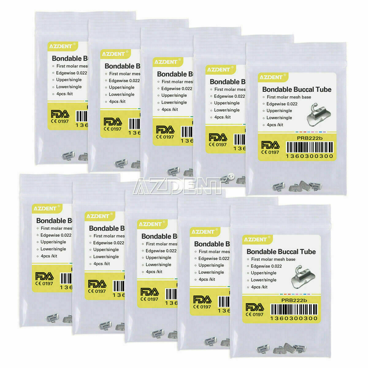 50 Bags Dental Orthodontics Buccal Tube Edgewise 022" 1st Molar Bondable Non-con