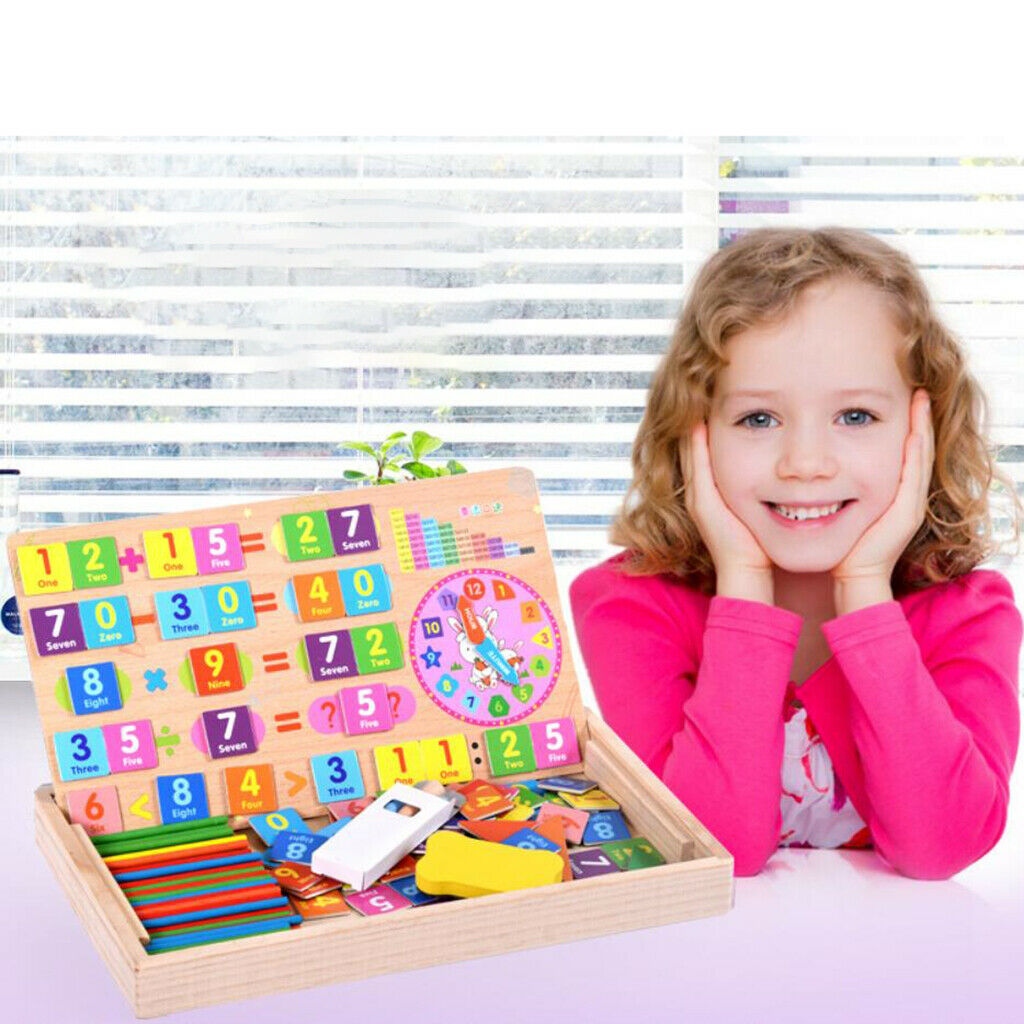 Counting Sticks Wood Montessori Card Math Learning Kids Tangram Toys Write