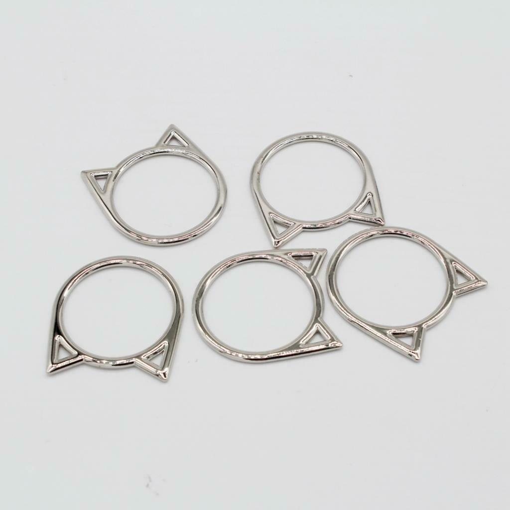 5 Packs Fashion Sliver Cat Rings DIY Choker Leather Necklace Leg Rings Makings