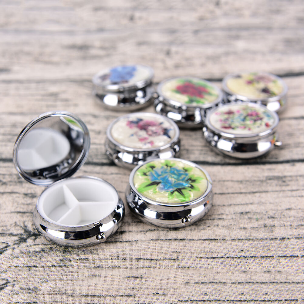 Metal Folding Pill Case Medicine Organizer Pill Box Makeup Storage Container ADD