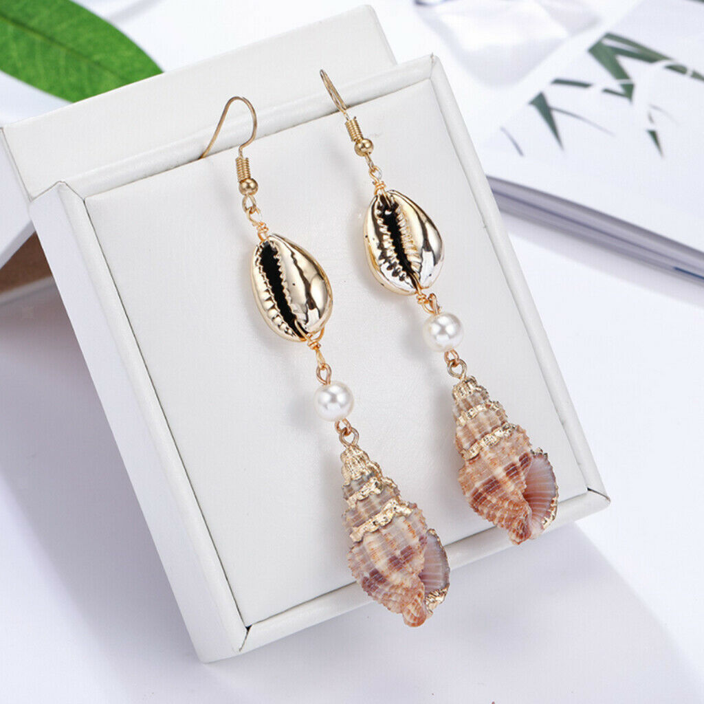2Pcs Beautiful Women Earring Fashion Conch Ear Studs Beach Wedding Jewelry