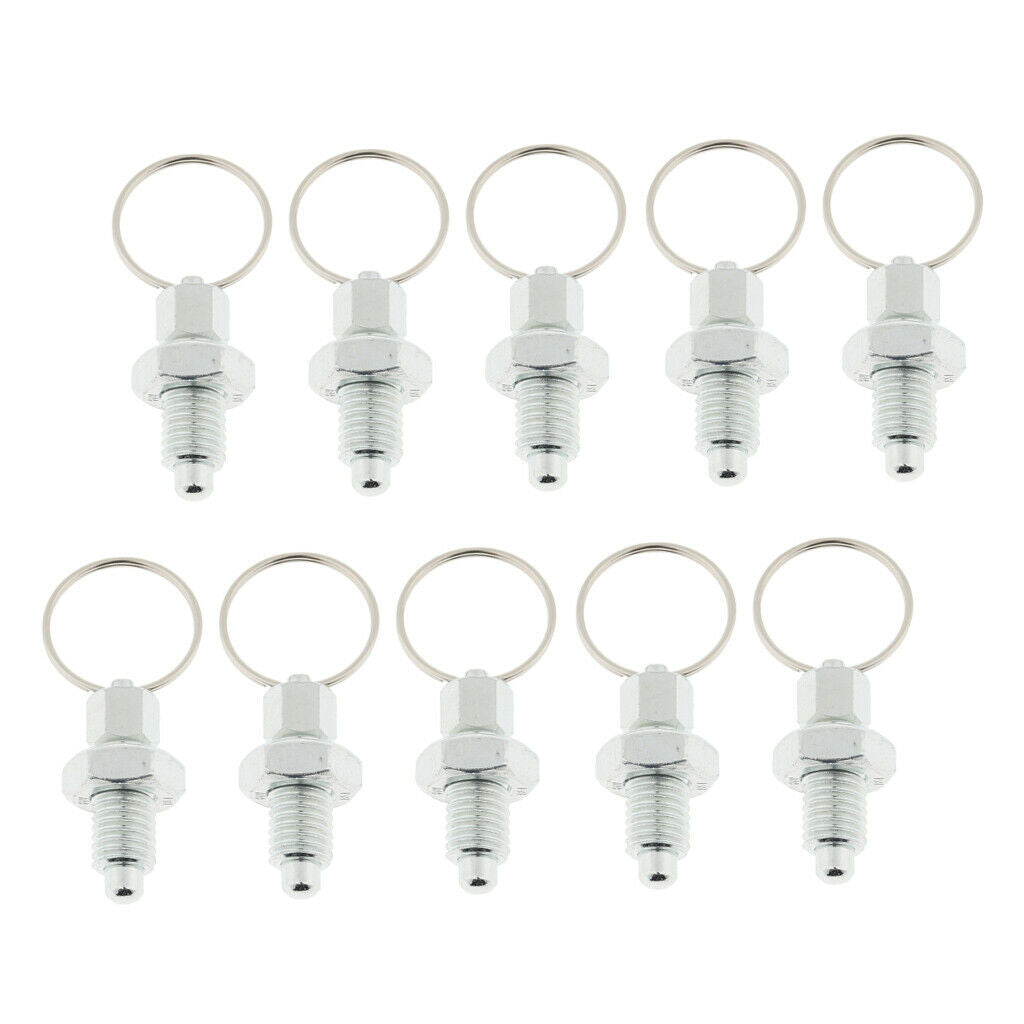 10 Pcs Premium Steel Zinc Plated Spring Indexing Plunger with Pull Ring, M10