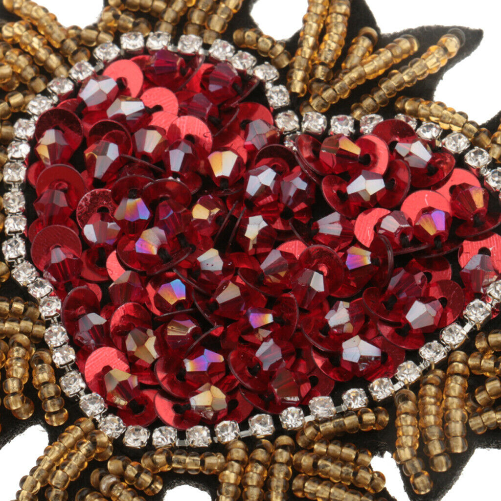 Heart Sequin Beaded Patch Sewing Embroidery Motif Applique Patches DIY Craft