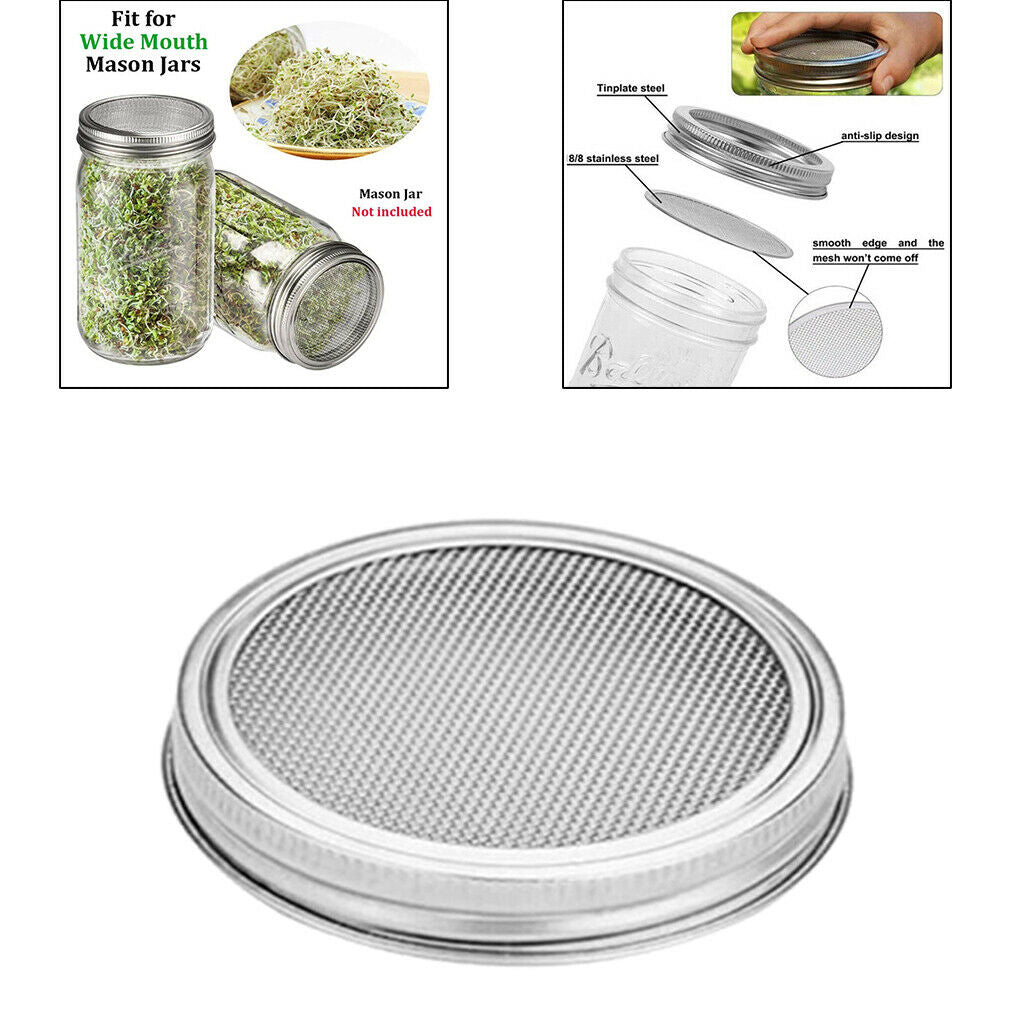 Stainless Steel Mason Jar Sprouting Strainer Lid Cover for Growing Broccoli