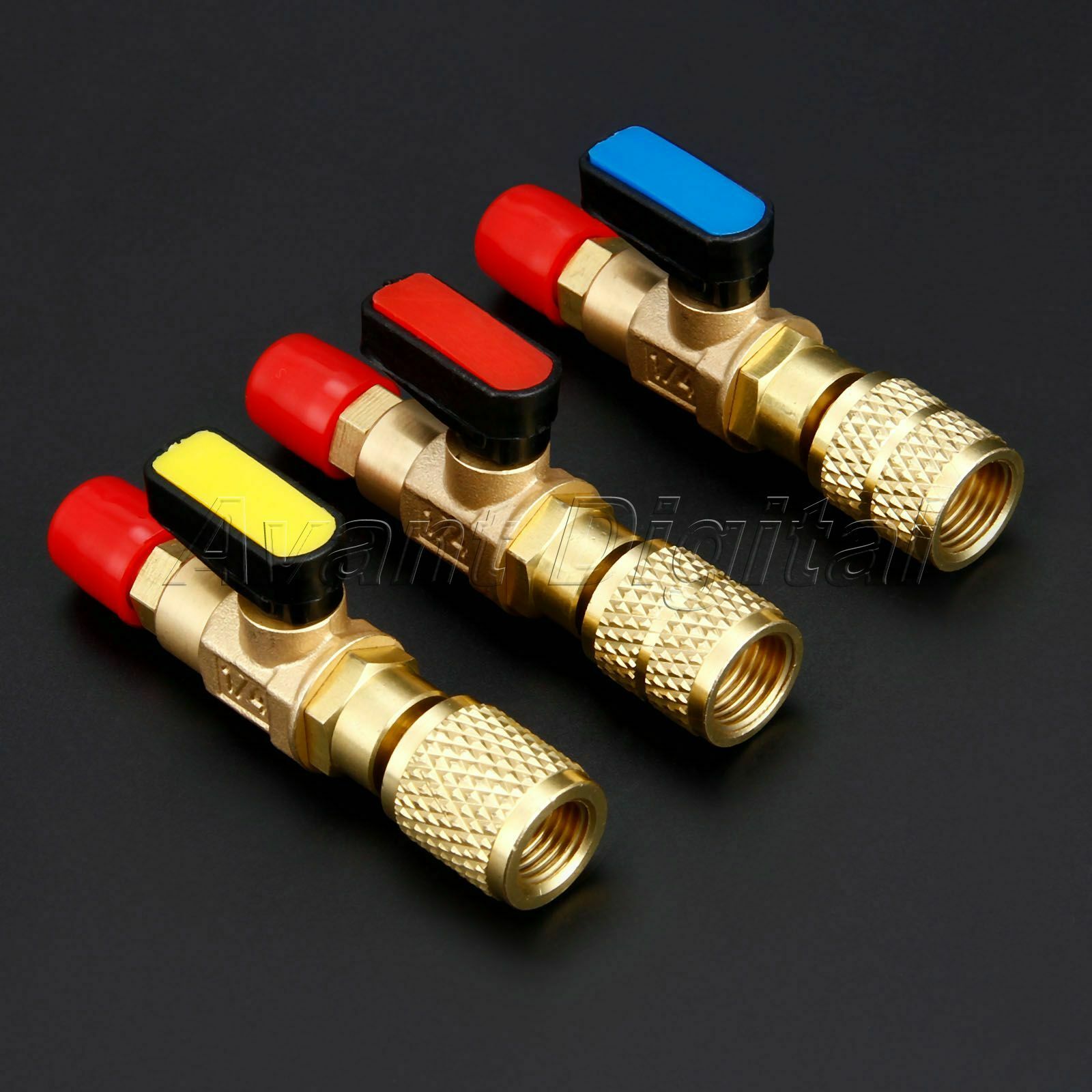 3Pcs HVAC A/C Straight SHUT-OFF Ball Valve Adapter 1/4" 5/16" SAE R22 R12 R410a