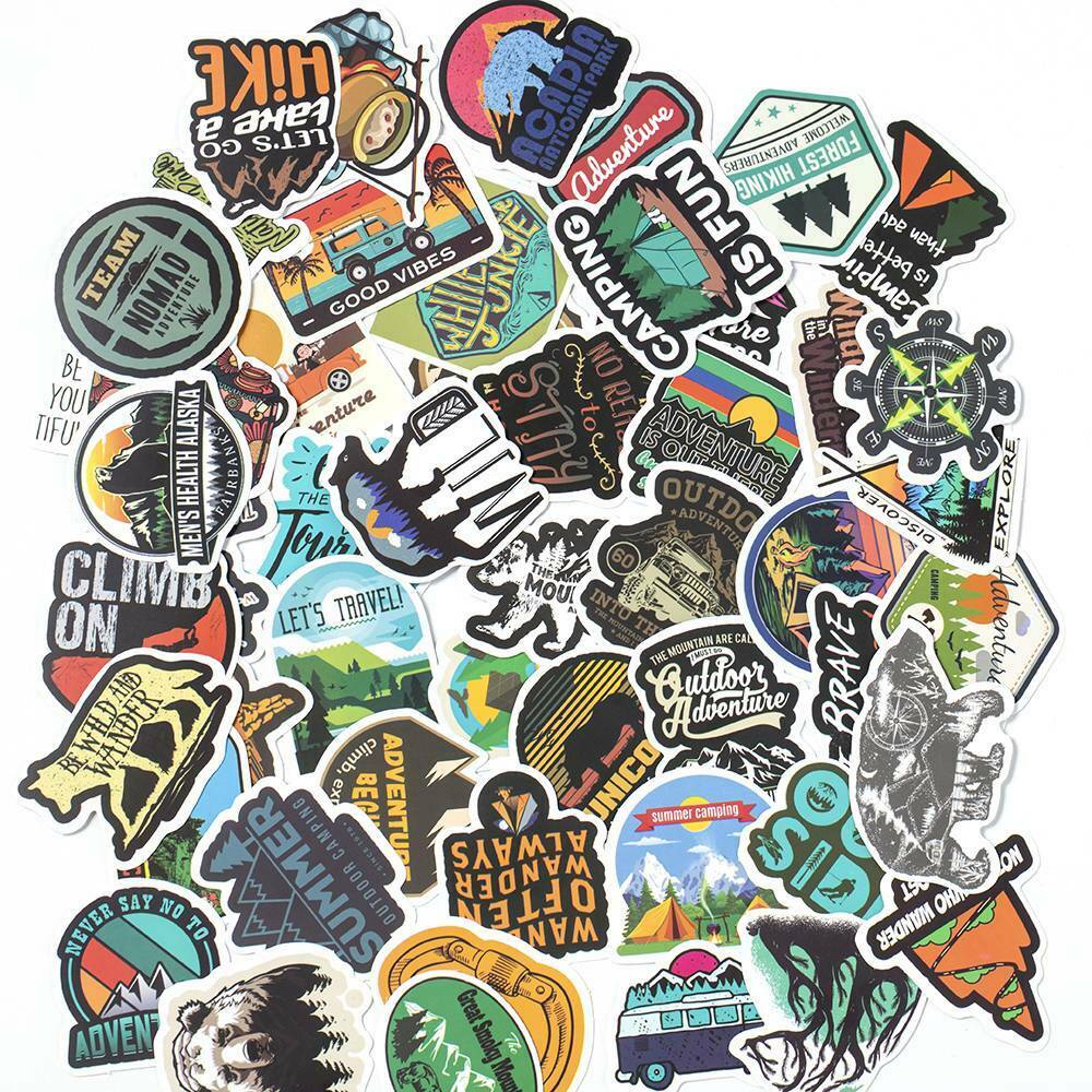 50x Camping Travel Stickers Wilderness Adventure Landscape Stickers For Kids