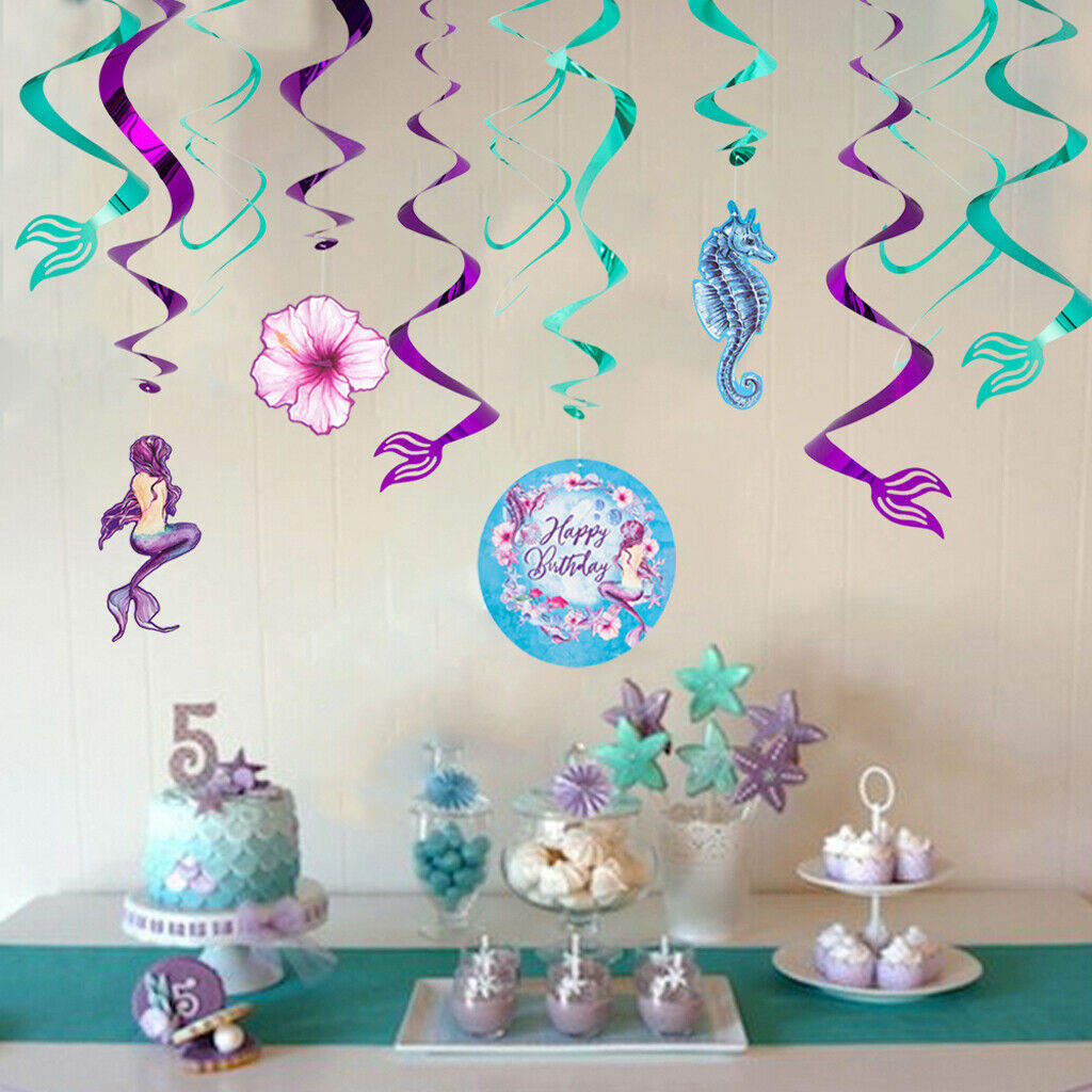 Mermaid Hanging Swirls Party Decorations For Kids Birthday Baby Shower