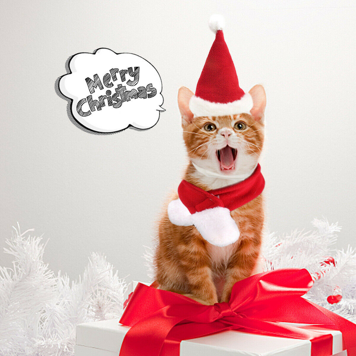 Pet Dog Cat Christmas Hat Scarf Kit for Cats Dogs Puppies Xmas Decoration Kit